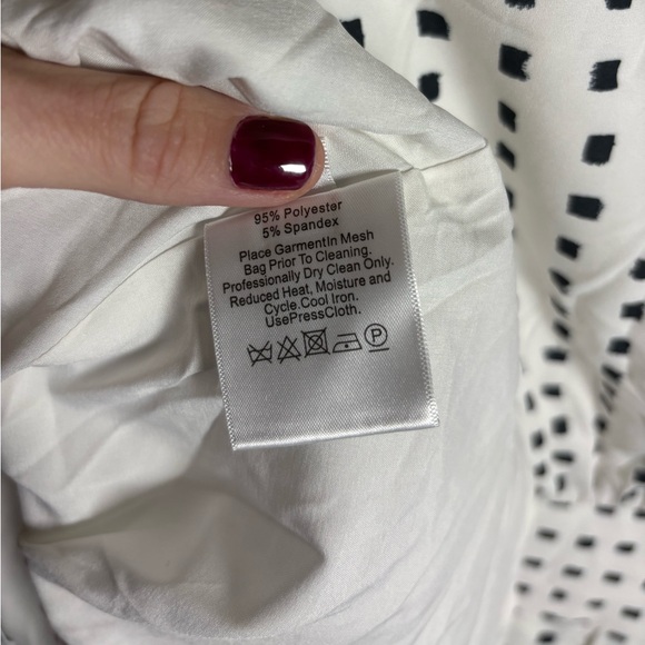 White Black Two-Tone Polka Dot Pleated Midi Dress Classic Stylish Elegant Modest - Picture 15 of 16